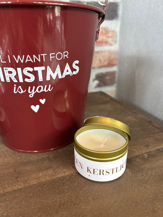 Cadeau Emmer M Kerst (All I want for Christmas) met Kerstboompje en Kaars van MY FLAME