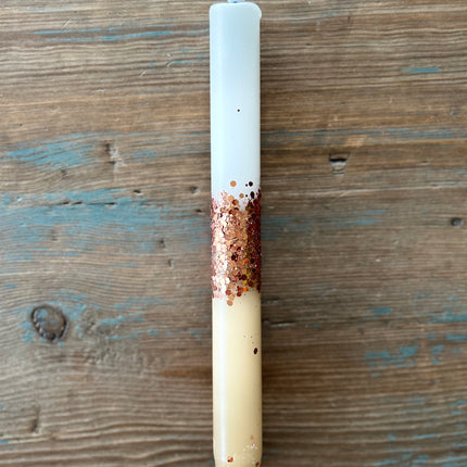 LED Dip Dye kaars bruin glitter