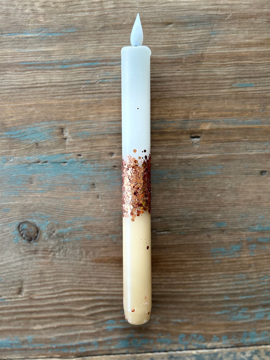 LED Dip Dye kaars bruin glitter