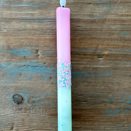 LED Dip Dye kaars roze groen