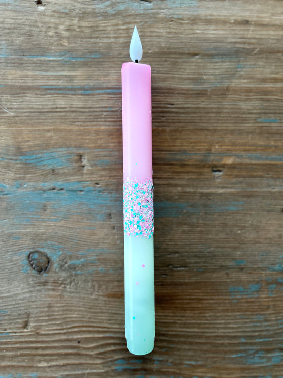 LED Dip Dye kaars roze groen
