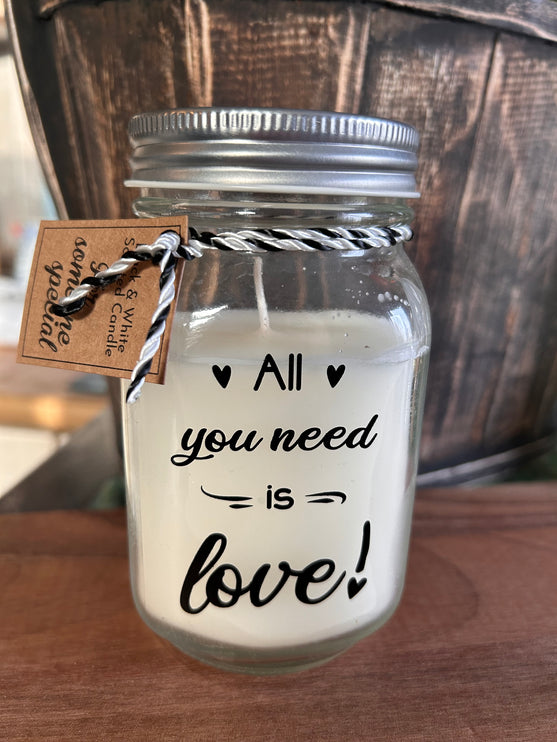 Black & white scented candle - All you need is love
