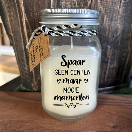 Black & white scented candle - spaar geen centen