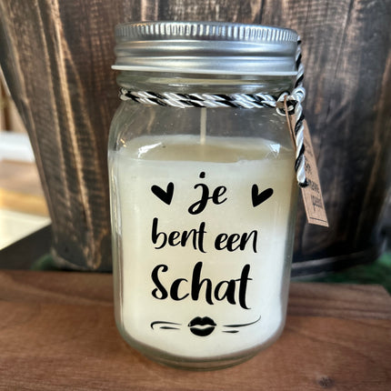 Black & white scented candle - Je bent een schat