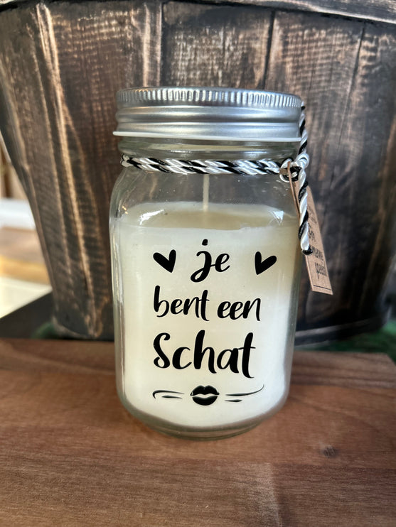 Black & white scented candle - Je bent een schat