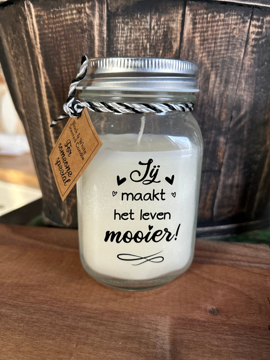 Black & white scented candle - jij maakt het leven mooier