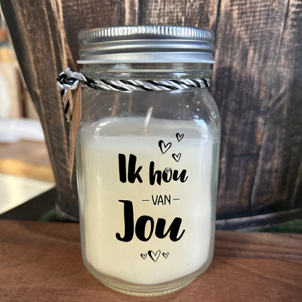 Black & white scented candle - Ik hou van jou