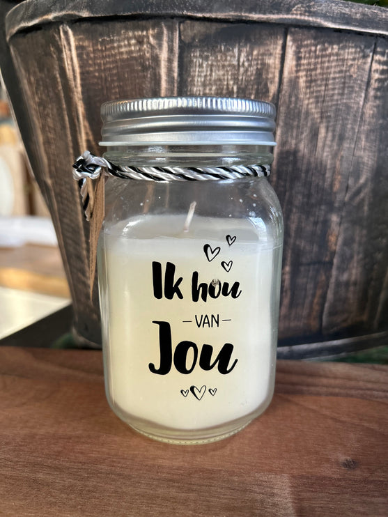 Black & white scented candle - Ik hou van jou