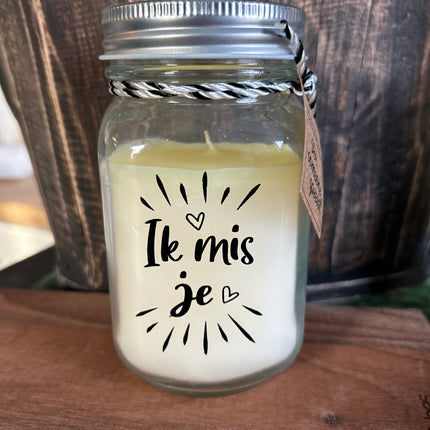 Black & white scented candle - ik mis je