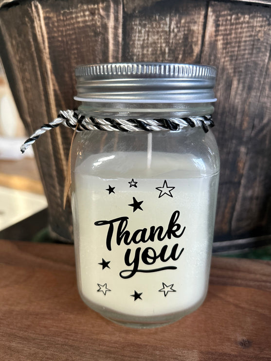Black & white scented candle - thank you