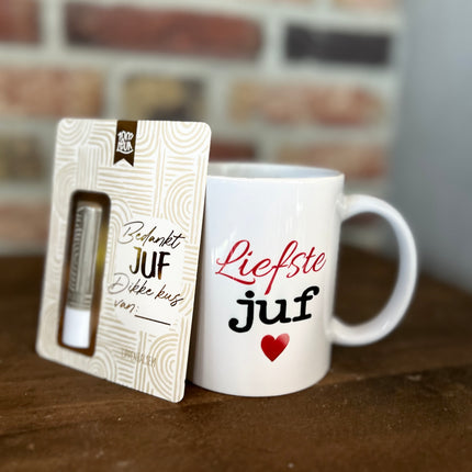Cadeaupakket juf (Mok + Lippenbalsem)