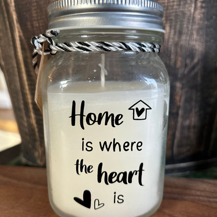 Black & white scented candle - Home is where the heart is