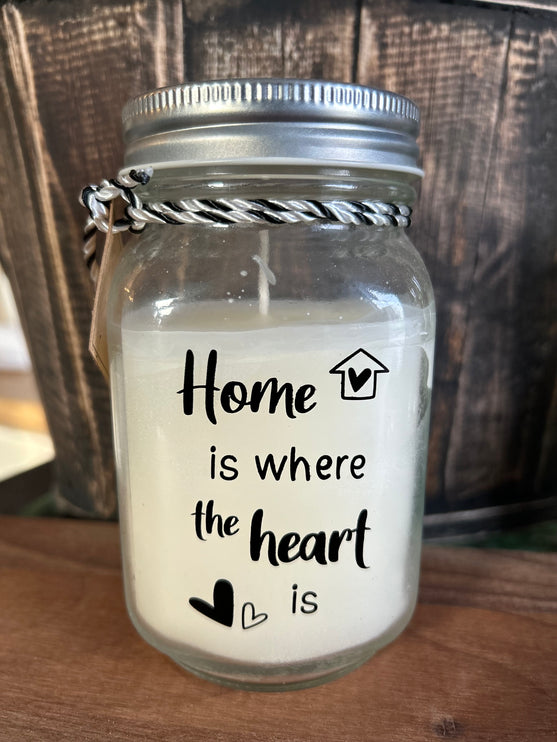 Black & white scented candle - Home is where the heart is