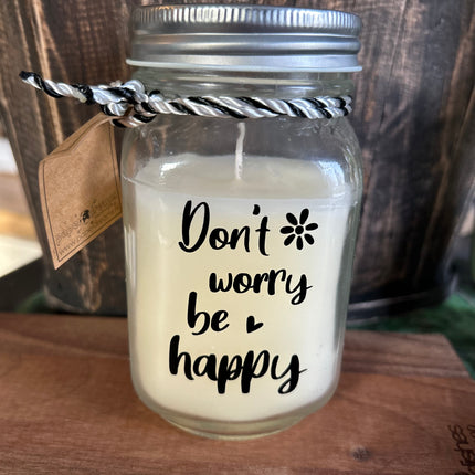 Black & white scented candle - Don't worry be happy