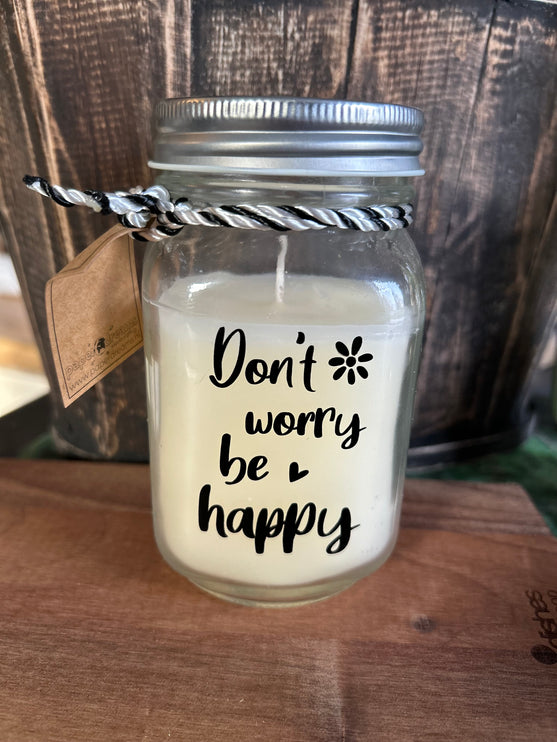 Black & white scented candle - Don't worry be happy