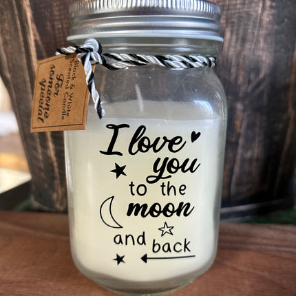 Black & white scented candle - to the moon and back
