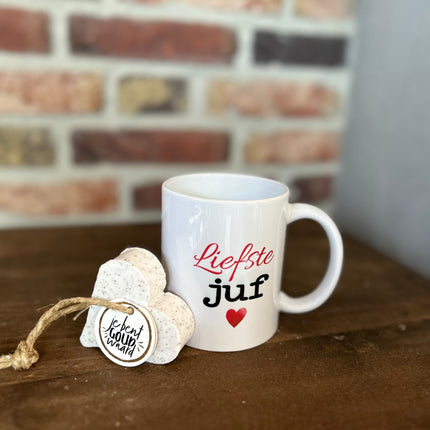 Cadeaupakket juf (Mok en Zeepje Goud Waard)