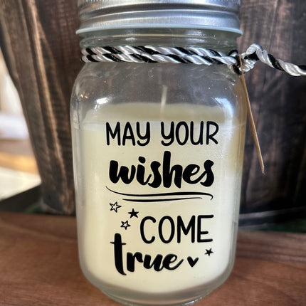 Black & white scented candle - may your wishes