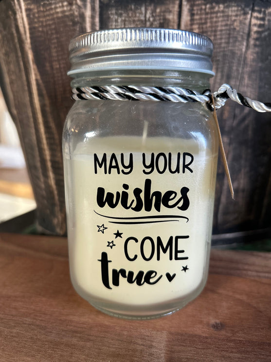 Black & white scented candle - may your wishes