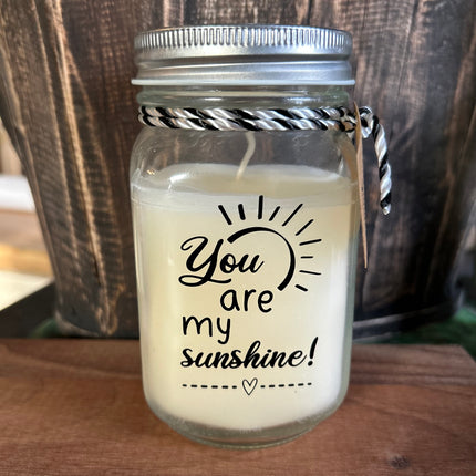 Black & white scented candle - you are my sunshine