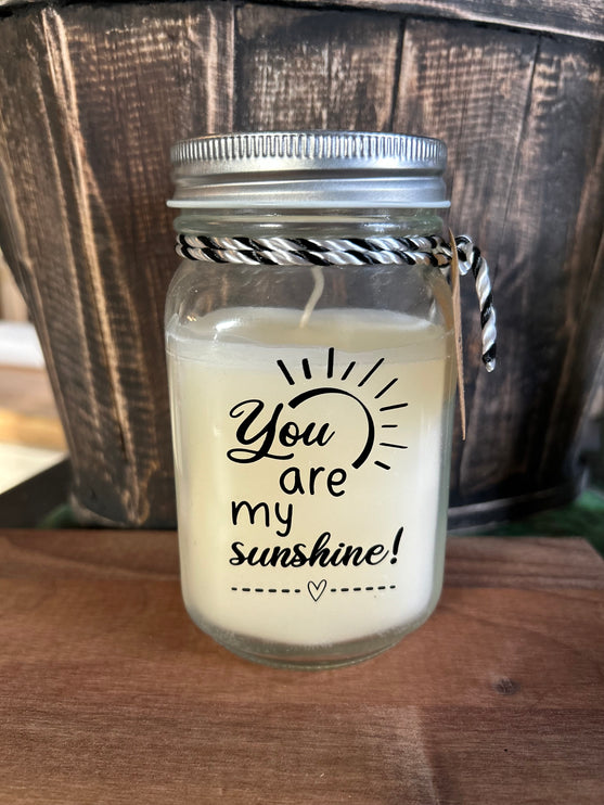 Black & white scented candle - you are my sunshine