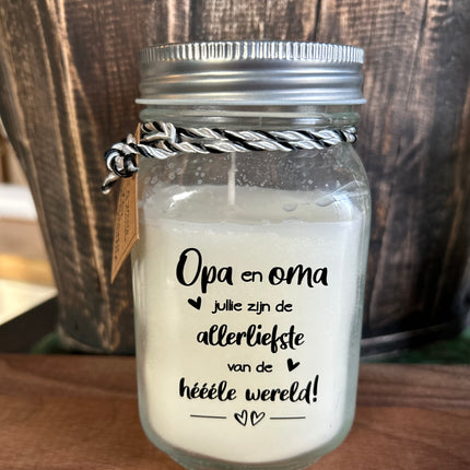 Black & white scented candle - opa en oma