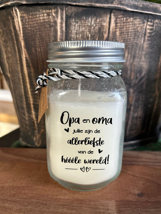 Black & white scented candle - opa en oma