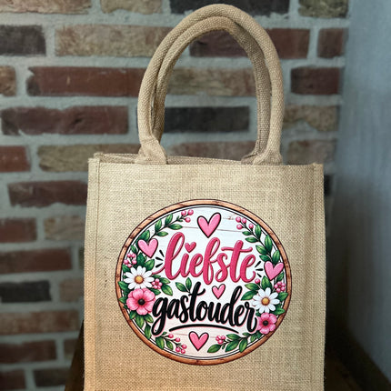 Jute tas met hengsel-Liefste Gastouder