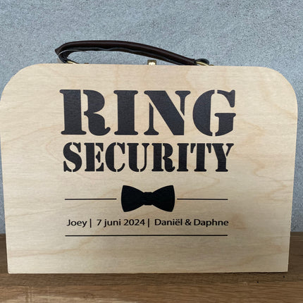 Houten Koffertje met leren handvat - Ringsecurity