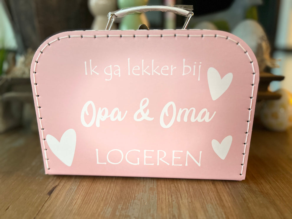Koffertje roze Opa en Oma