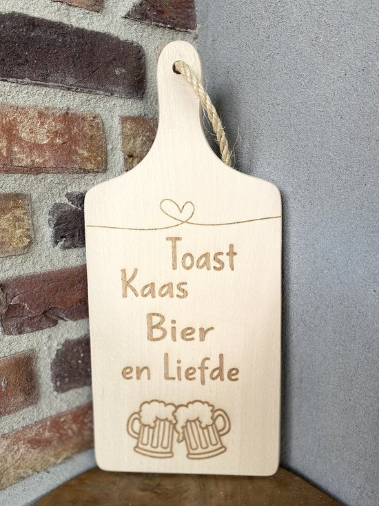 Serveerplankje 35 cm Toast, Kaas, Wijn en Liefde