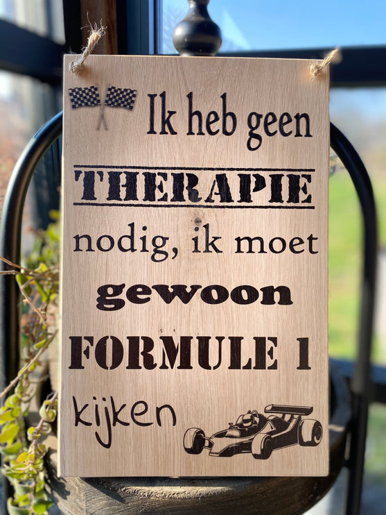 Tekstbord Formule 1 Therapie