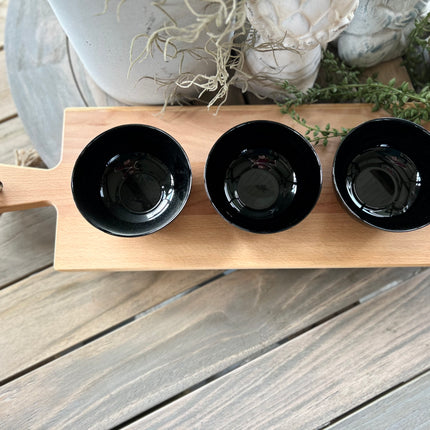 Serveerplank 59 cm met schaaltjes zwart