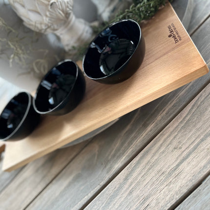 Serveerplank 59 cm met schaaltjes zwart