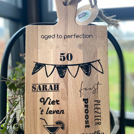 Serveerplank Sarah 34,5 cm beukenhout - gepersonaliseerd
