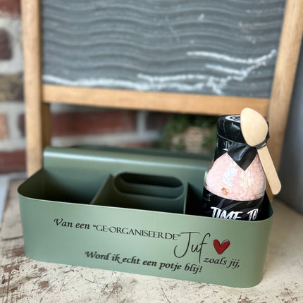 Metalen organizer + flesje voetbadzout (TIME TO RELAX)