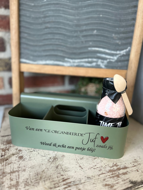 Metalen organizer + flesje voetbadzout (TIME TO RELAX)