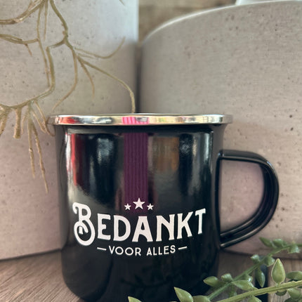 Emaille mok Bedankt