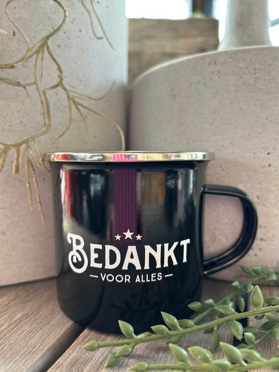 Emaille mok Bedankt