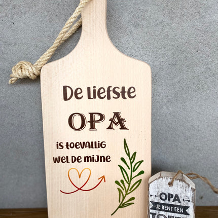 Serveerplankje opa met houten hanger