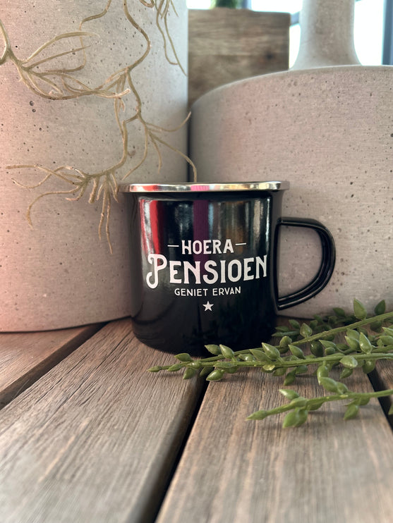 Emaille mok Pensioen