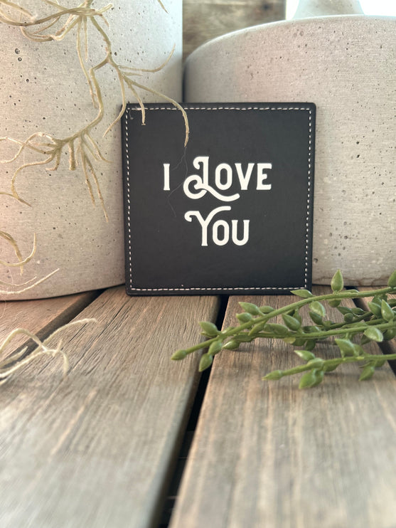 Onderzetter I love You -Kunstleer