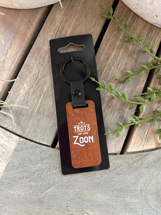 Sleutelhanger Zoon - Walnoothout