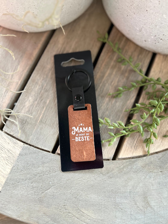 Sleutelhanger Mama - Walnoothout