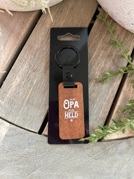 Sleutelhanger Opa - Walnoothout