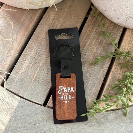 Sleutelhanger Papa - Walnoothout