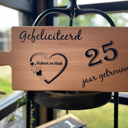 Serveerplank 25 jaar getrouwd 49 cm