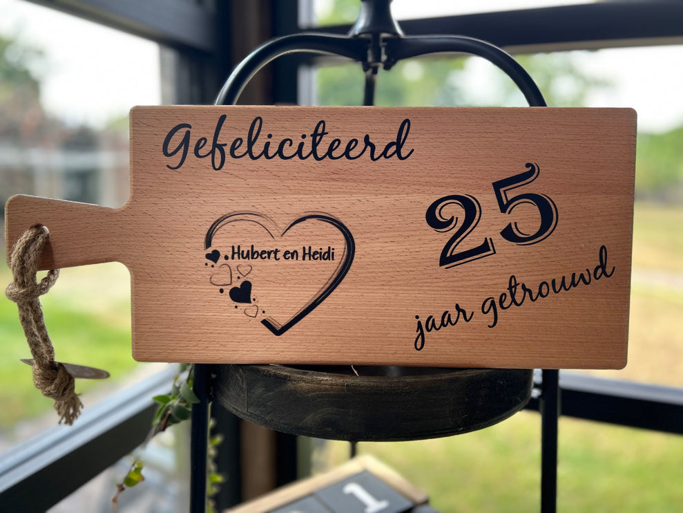 Serveerplank 25 jaar getrouwd 49 cm