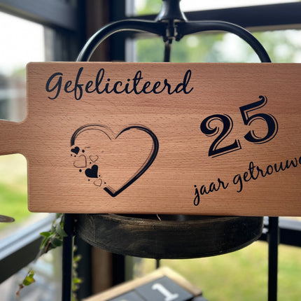 Serveerplank 25 jaar getrouwd 49 cm