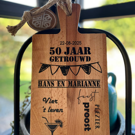 Serveerplank 34,5 cm 50 jaar getrouwd